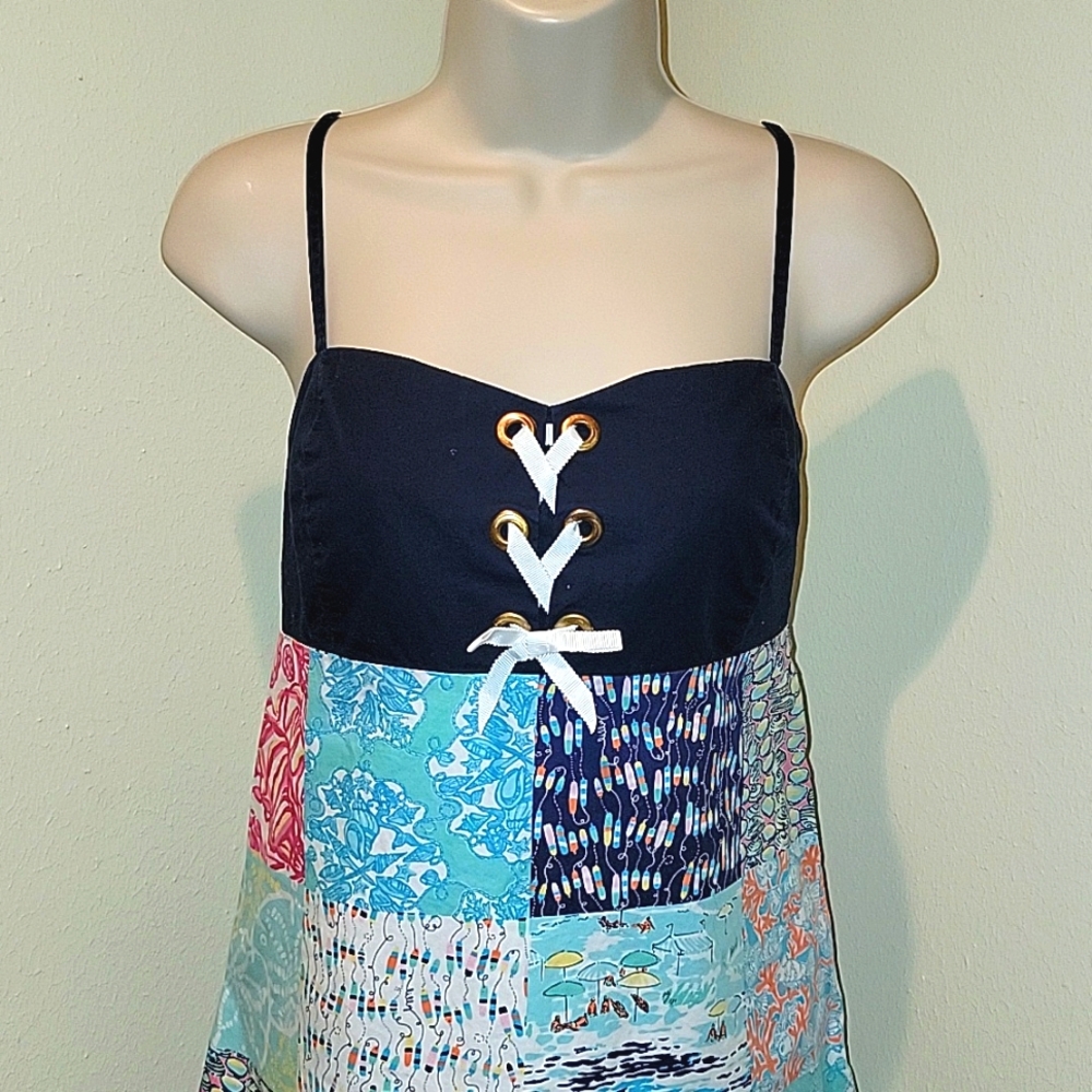 LILLY PULITZER RILEE MIXED PATCHWORK PATTERN SUNDRESS - Picture 2 of 10